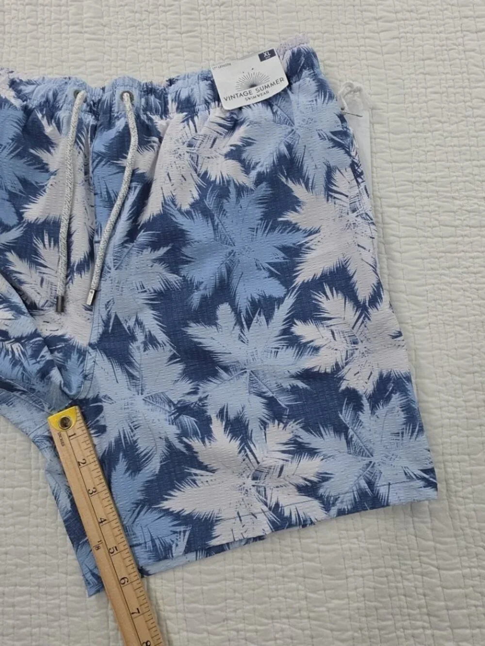 The Endless Summer Swim Trunks Shorts Mens XL Blue Tropical Elastic Waist‎ NWT
